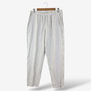 Eileen Fisher Blue Stripe Pull On Pants Size M Hemp Organic Cotton Lagenlook